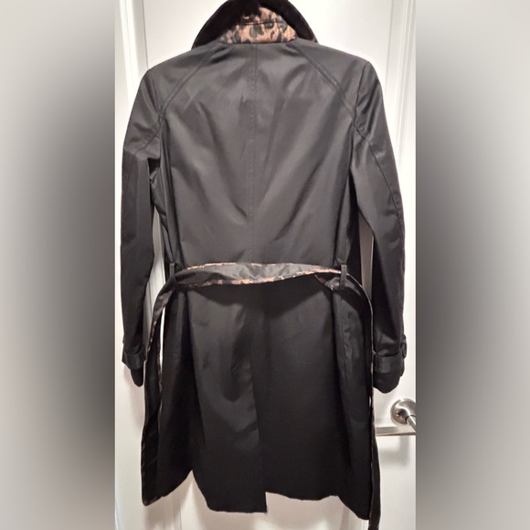 NWOT Tahari Double Breasted Trench Rain Jacket belted pockets animal print trim - Picture 9 of 12